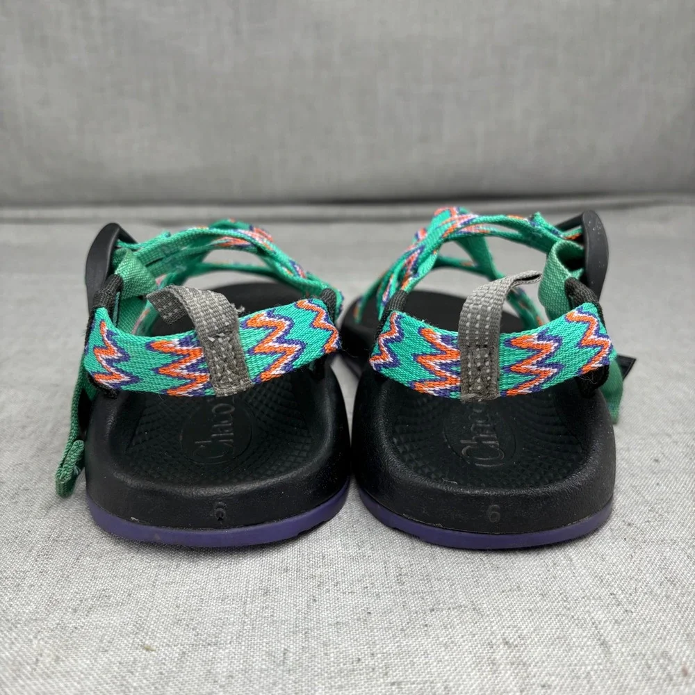 Chaco Kids Z1 Ecotread Strappy Sandals Green Purple Geometric Unisex Kids Size 6